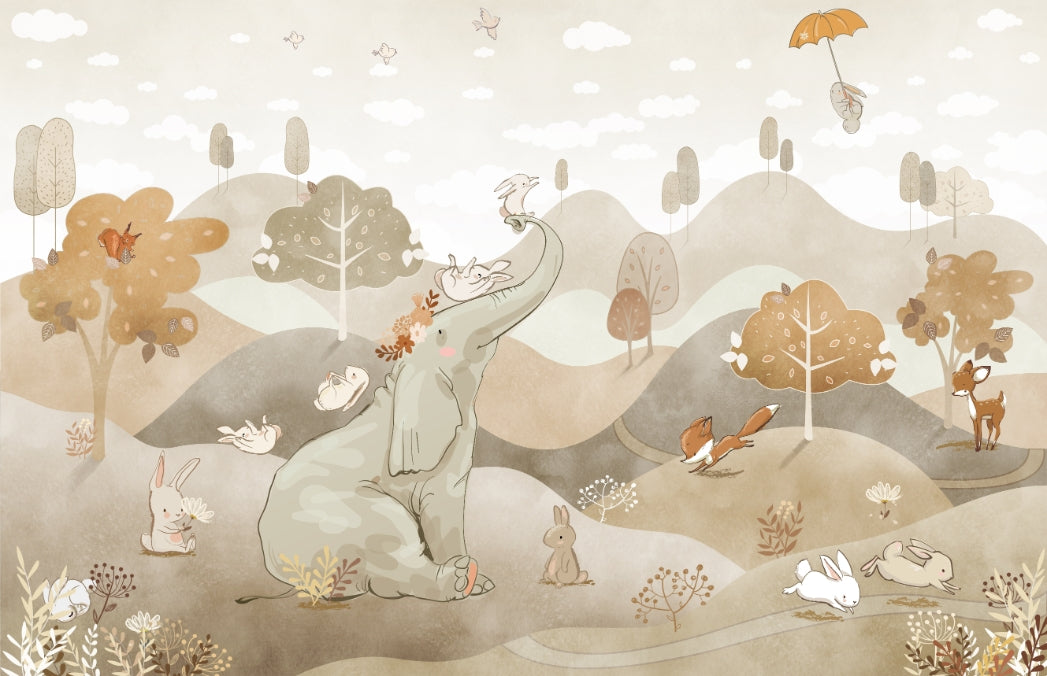 Balloon Adventure Wallpaper Mural in your room — zoomed