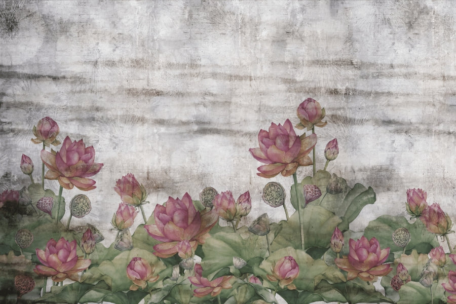 Oriental Lotus Pond Wall Mural