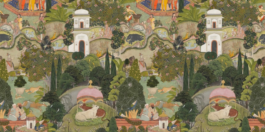 Jaipur Garden Scenic Wallpaper Mural in your room — zoomed