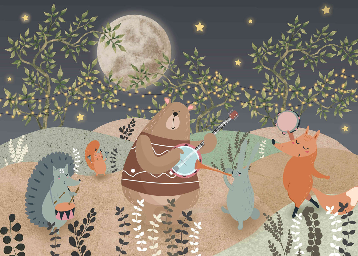 Midnight Melody Animals Wallpaper Mural in your room