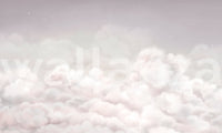 Pink and grey sky wall mural featuring soft billowy cloud patterns.