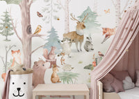 Cartoon Animals Kids Wall Mural - Wallanza