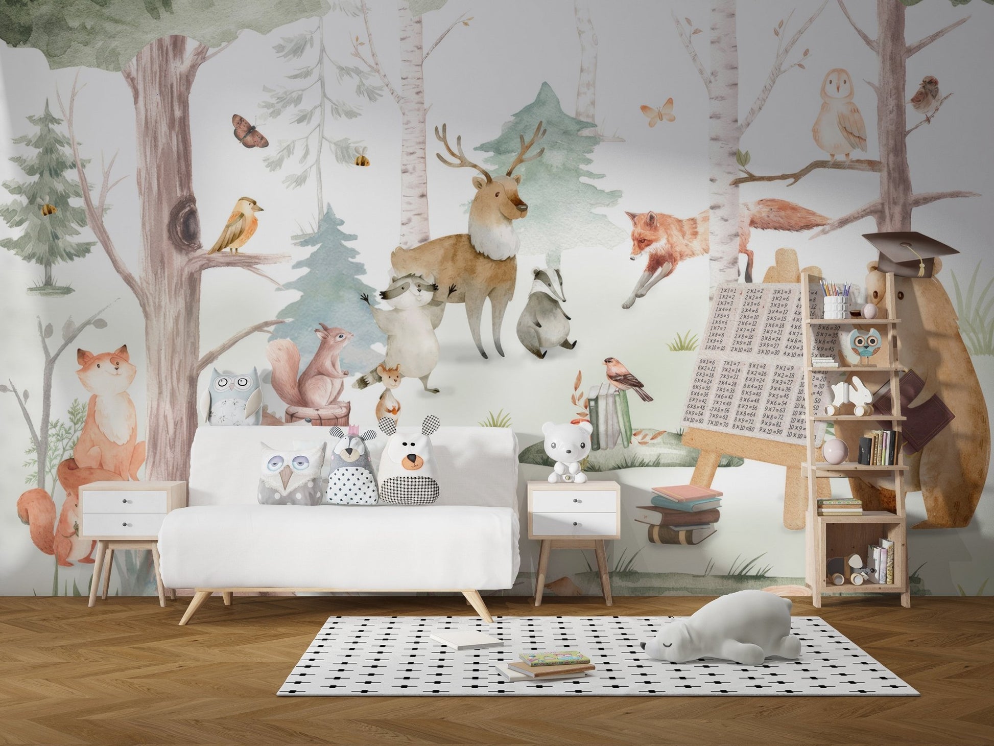 Cartoon Animals Kids Wall Mural - Wallanza