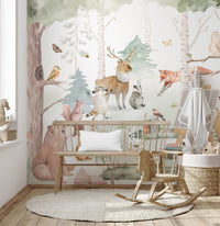 Cartoon Animals Kids Wall Mural - Wallanza