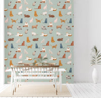 Minimalist feline pattern for a nursery or pet room.