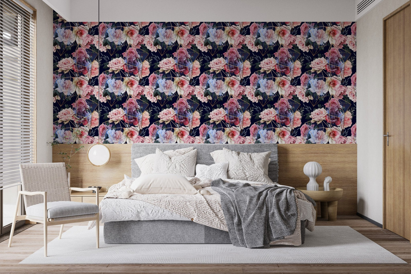 Celestial Rose Silhouette Wallpaper Mural for walls
