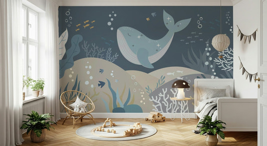 Undersea Whale Wall Mural for Tropical Breeze calm mood