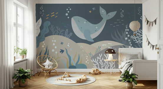 Undersea Whale Wall Mural for Tropical Breeze calm mood