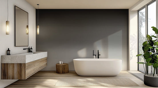 Bicolor ombre wall mural featuring a crisp white base and dark top.