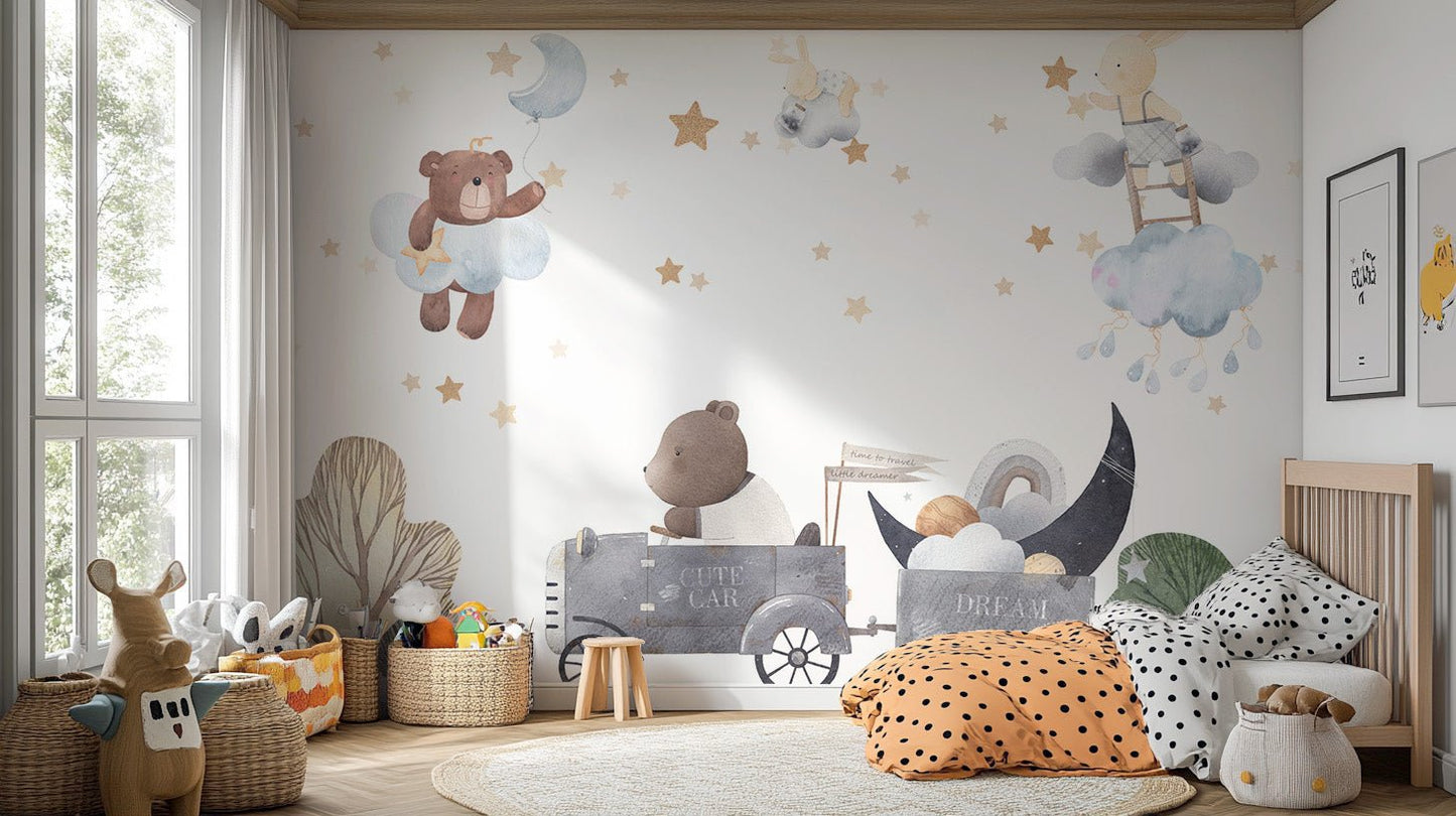 Charming Cloud Bears Wall Mural - Wallanza
