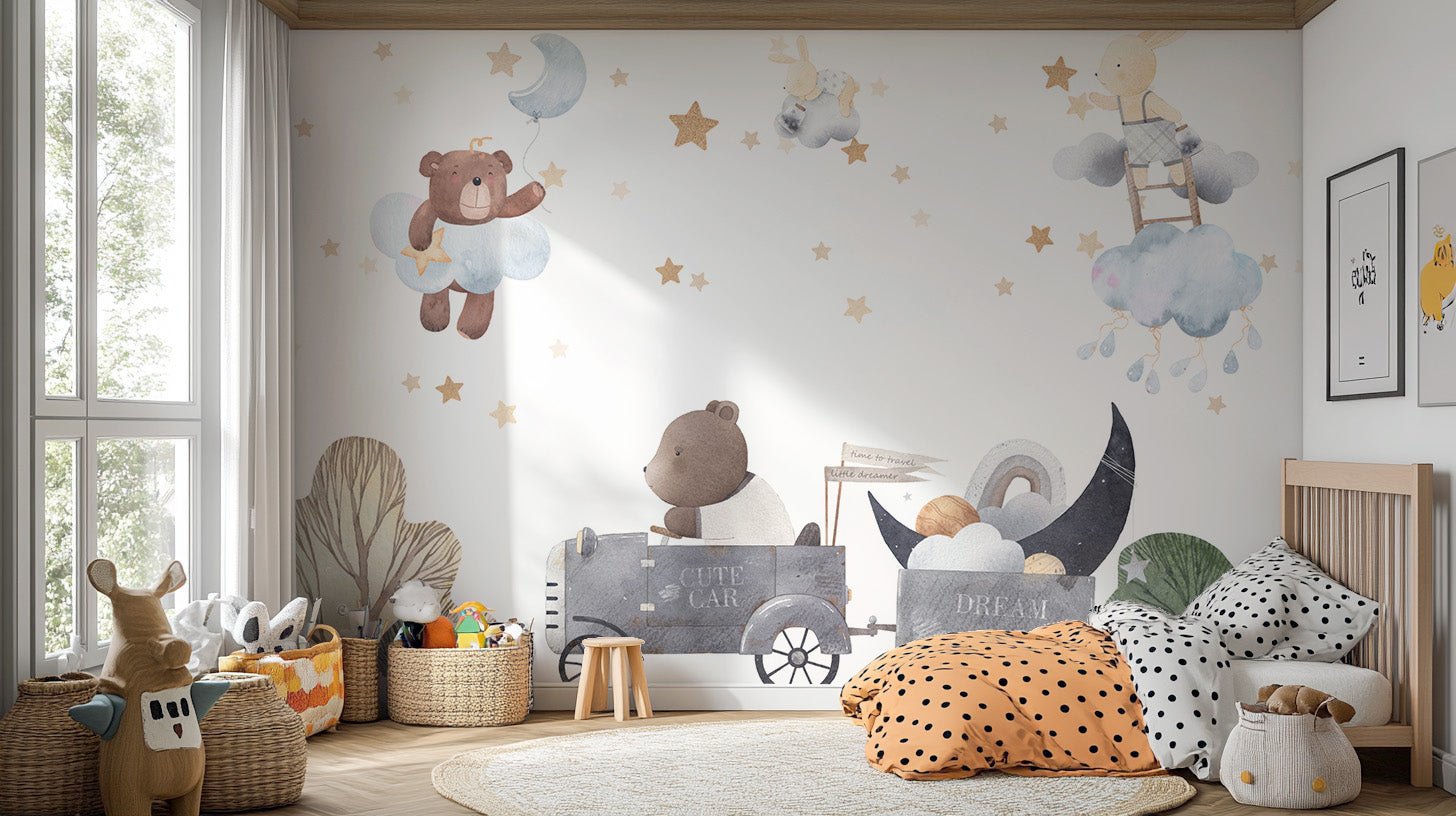 Charming Cloud Bears Wall Mural - Wallanza