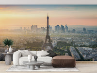 Charming Paris Peel and Stick Mural in a bright living room setting.