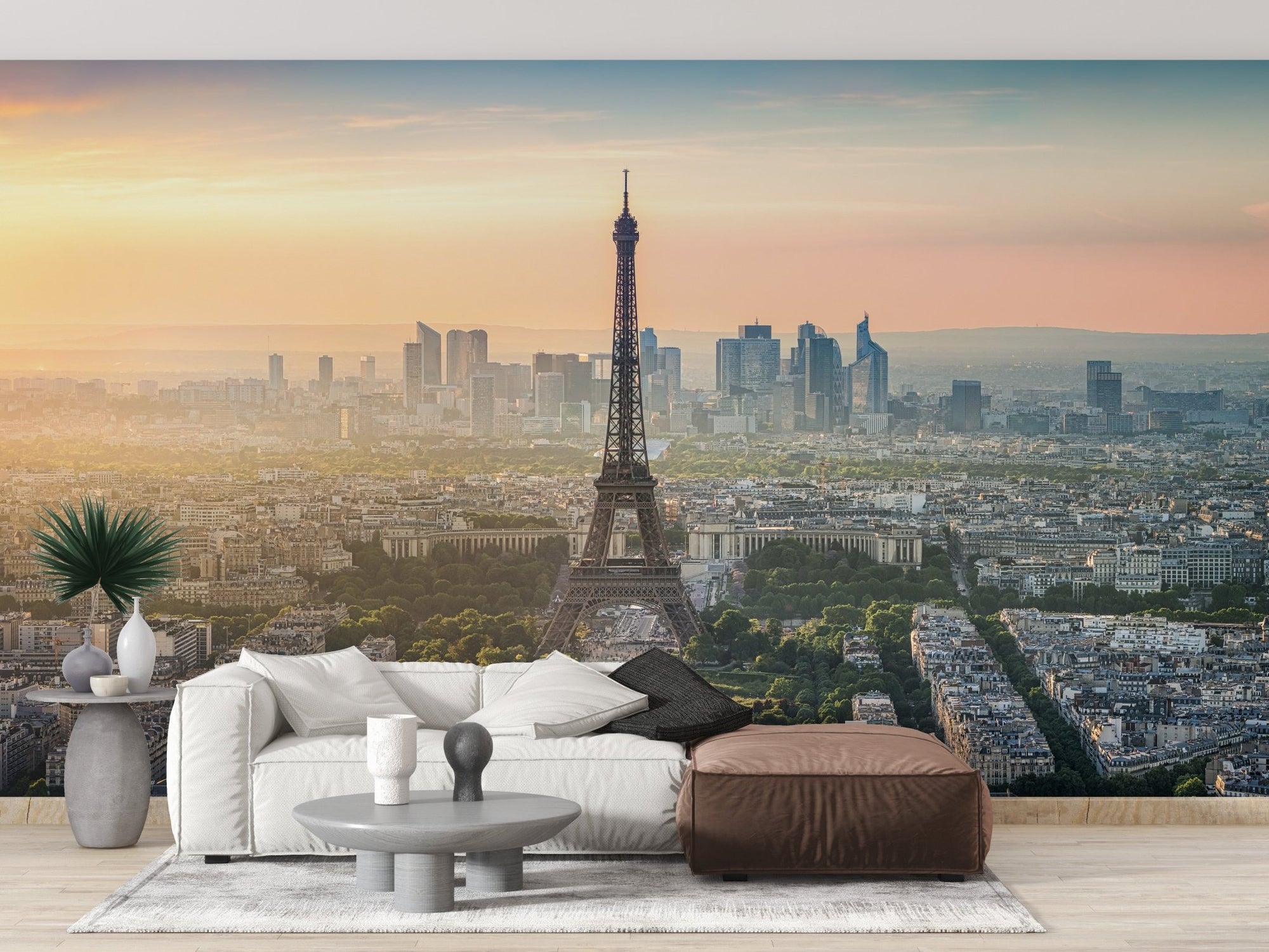 Charming Paris Peel and Stick Mural in a bright living room setting.