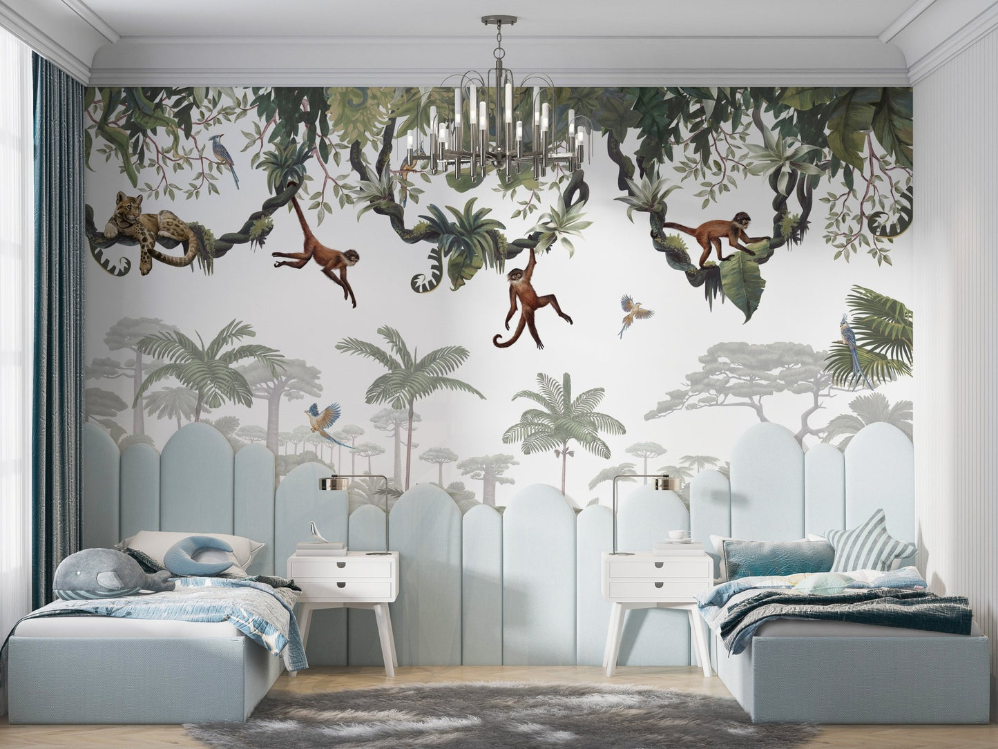 Cheeky Monkeys Jungle Wall Mural - Wallanza