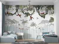 Cheeky Monkeys Jungle Wall Mural - Wallanza