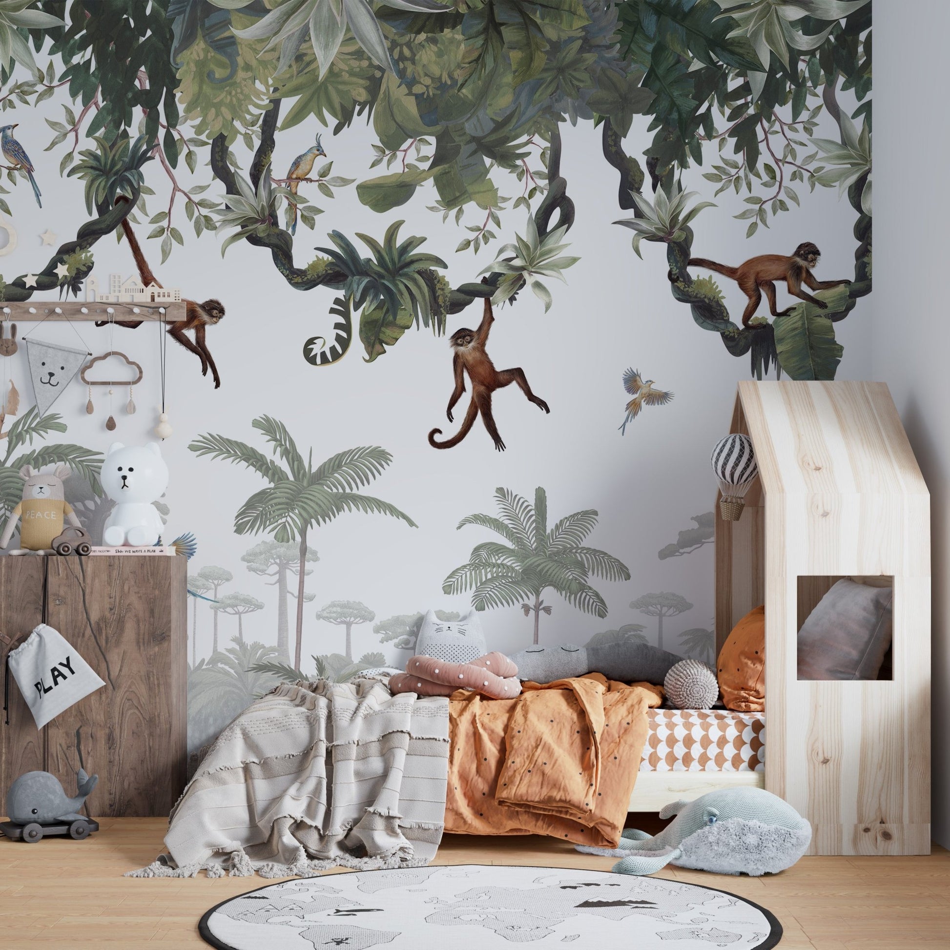 Cheeky Monkeys Jungle Wall Mural - Wallanza