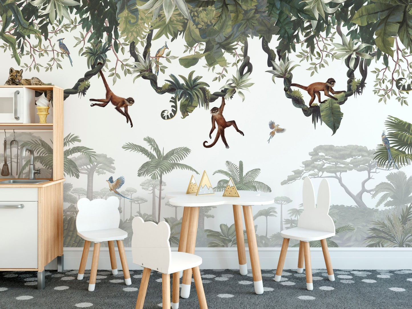 Cheeky Monkeys Jungle Wall Mural - Wallanza