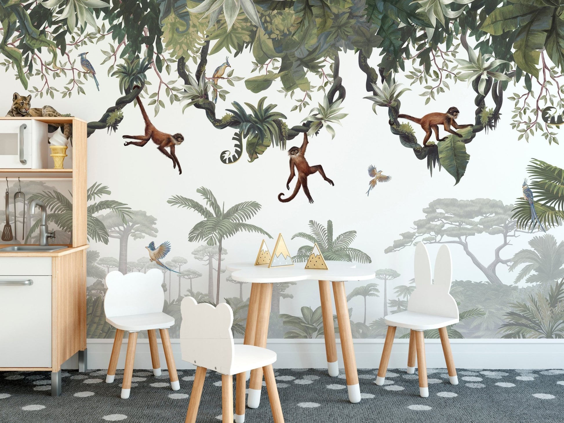 Cheeky Monkeys Jungle Wall Mural - Wallanza