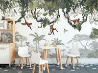 Cheeky Monkeys Jungle Wall Mural - Wallanza