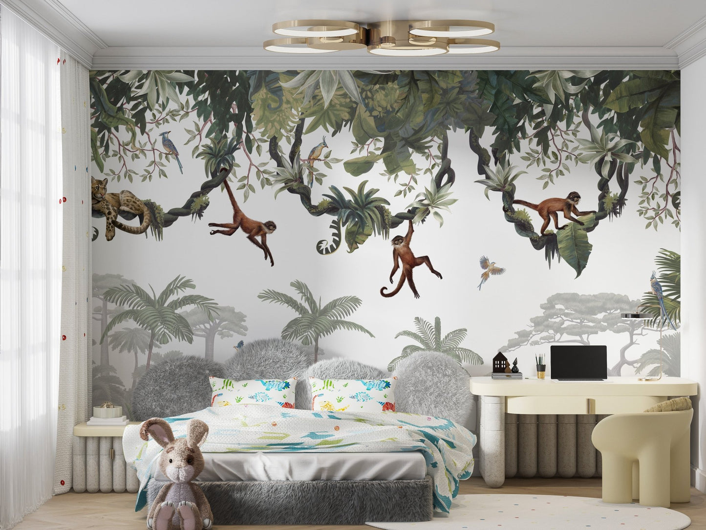 Cheeky Monkeys Jungle Wall Mural - Wallanza