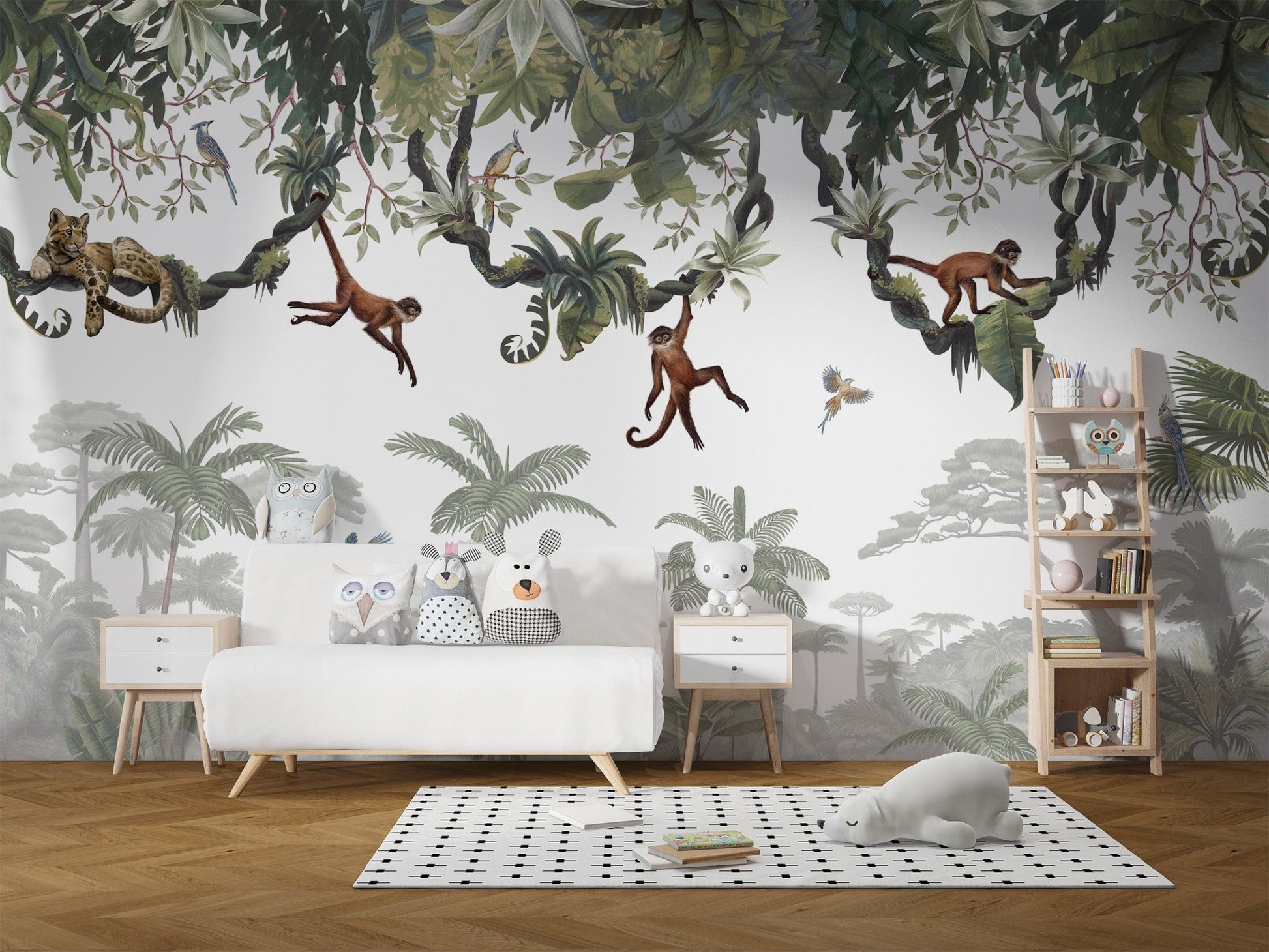 Cheeky Monkeys Jungle Wall Mural - Wallanza