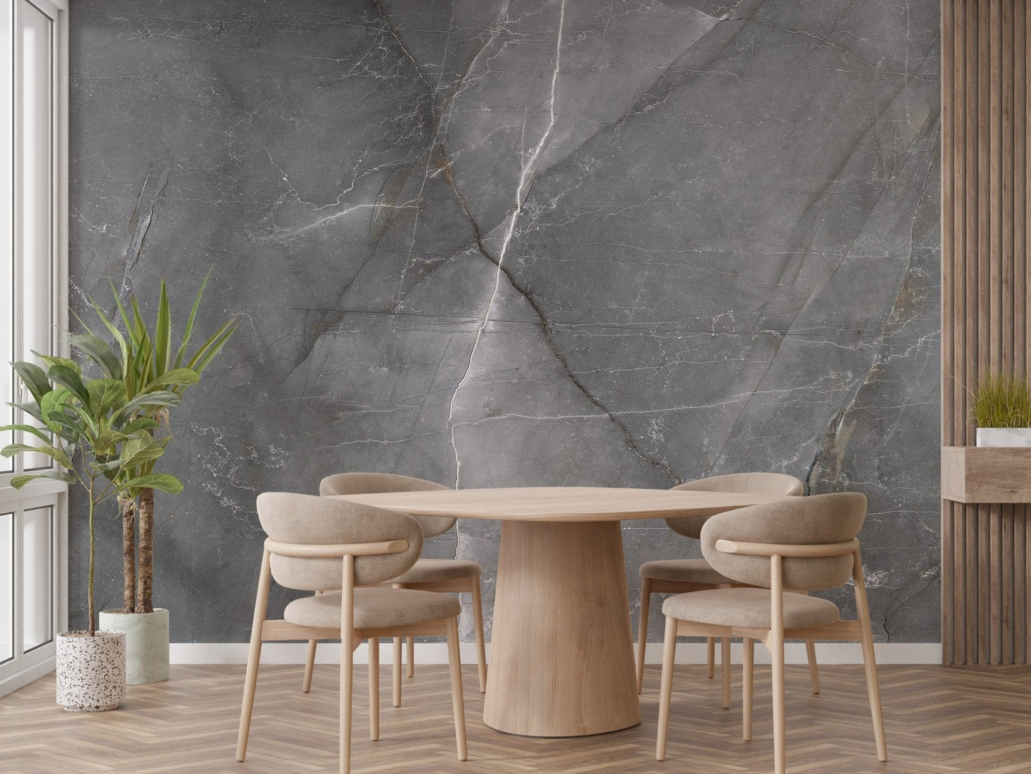 Textured chic marble mural for contemporary rooms
