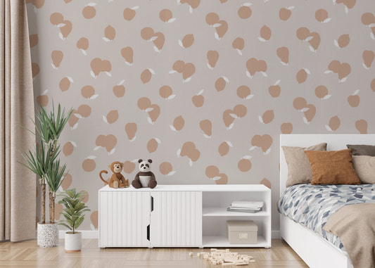 Chic Peach Blooms wall mural with soft beige background.
