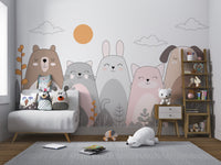 Colorful animal mural perfect for children's spaces