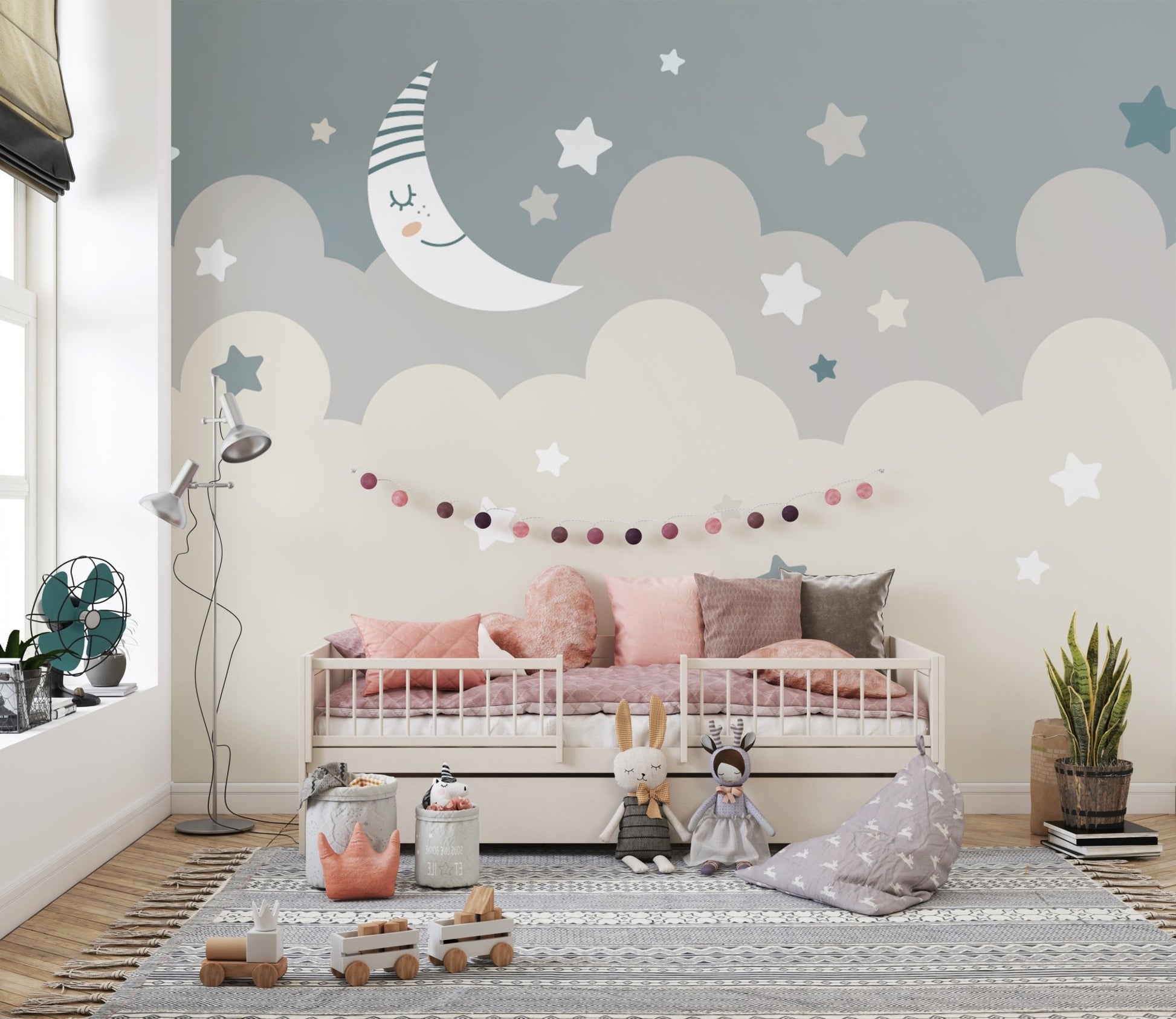 Starry wallpaper mural for kids' delight
