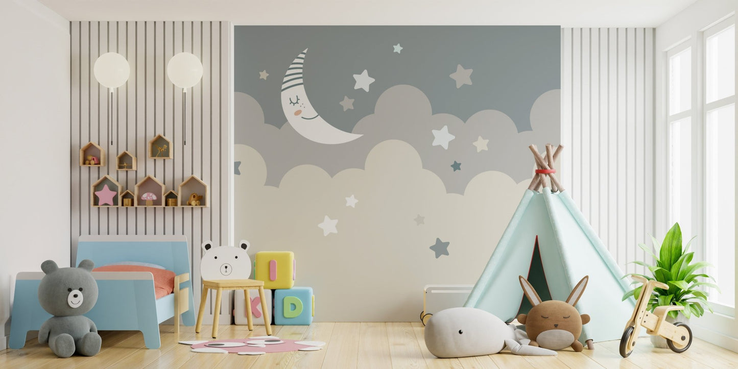 Space-themed mural wallpaper for children

