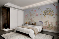 Decorative garden wall mural with various plant species for bedroom.