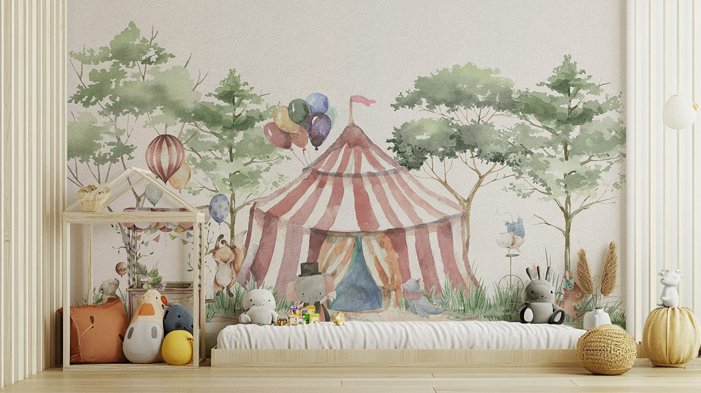 Circus Tent Kids Wallpaper Mural - Wallanza