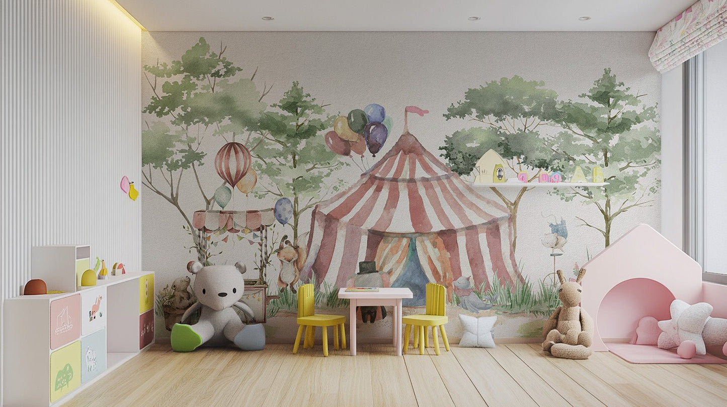 Circus Tent Kids Wallpaper Mural - Wallanza