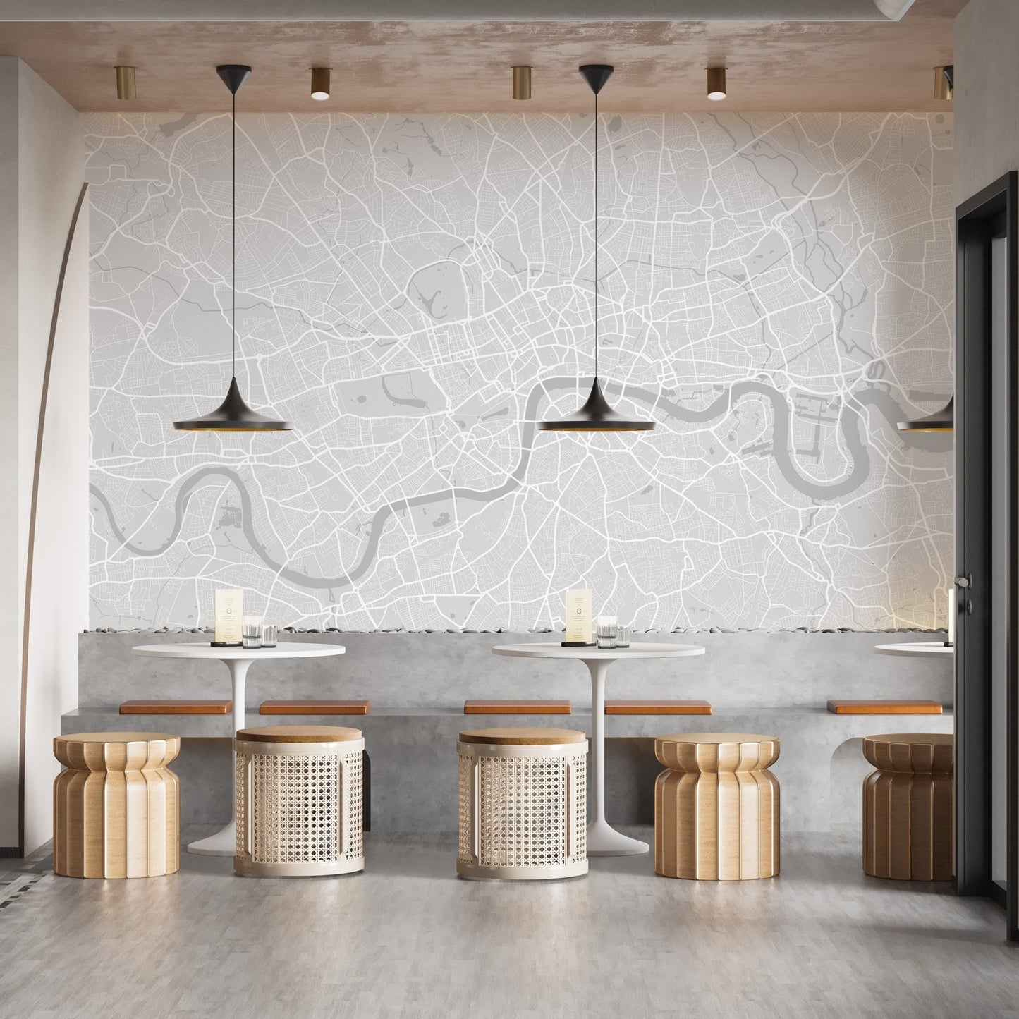 City lines map design wall mural for living spaces
