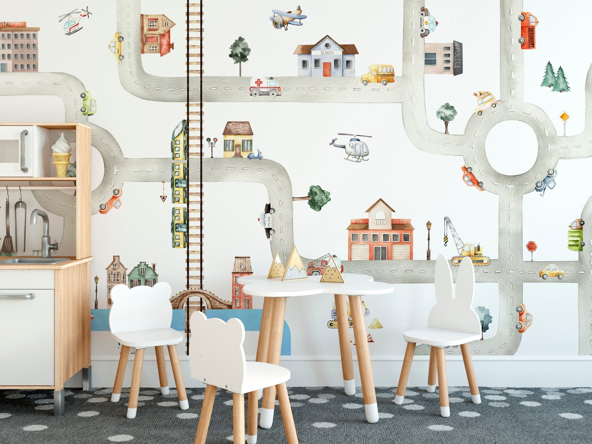 City Traffic Kids Wall Mural - Wallanza