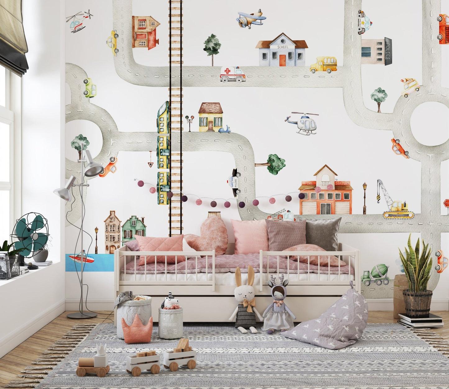 City Traffic Kids Wall Mural - Wallanza