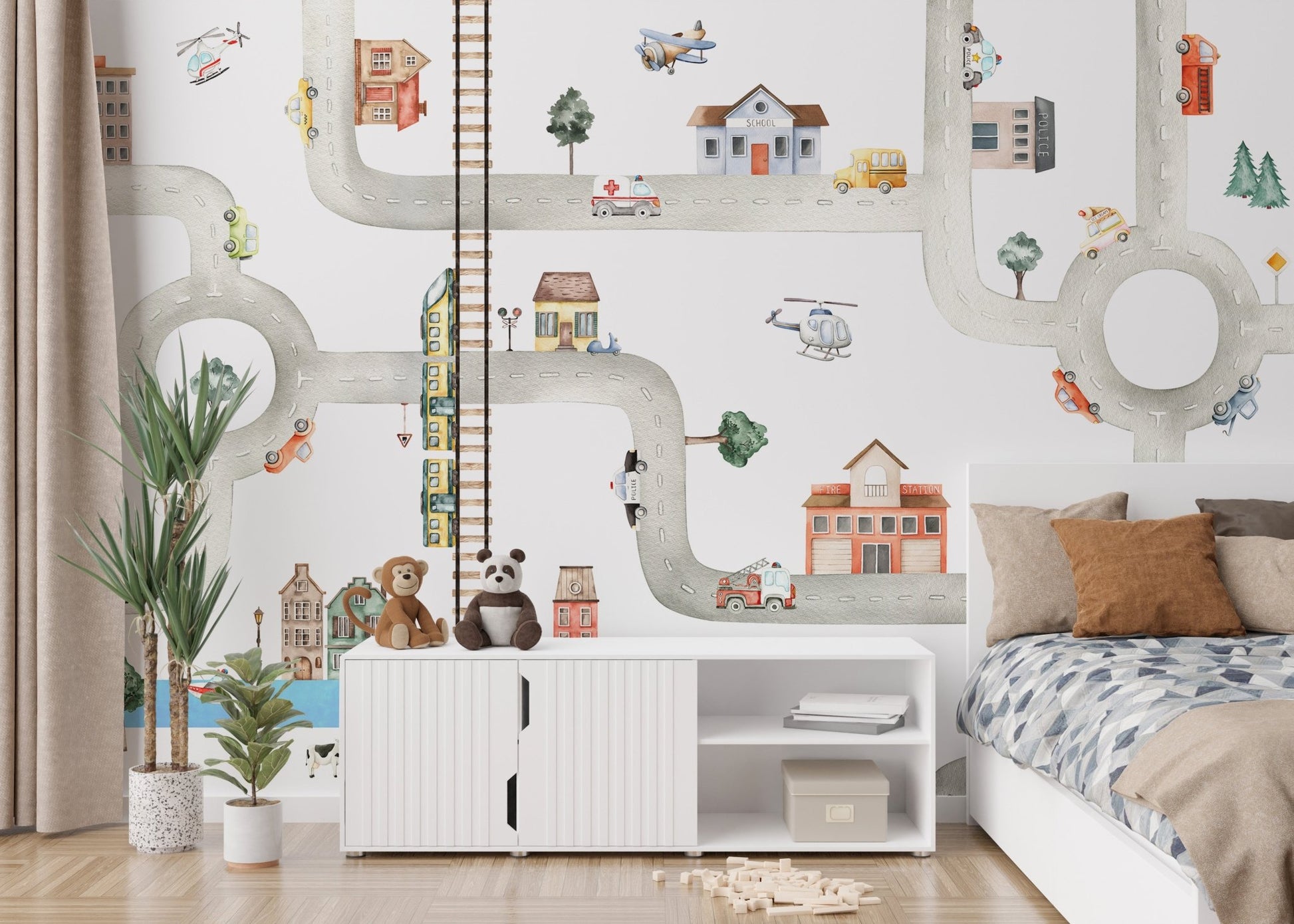 City Traffic Kids Wall Mural - Wallanza