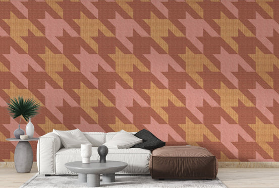 Large pattern houndstooth wall mural with fabric inspired texture.