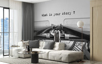 Vintage typewriter quote wall mural for home office
