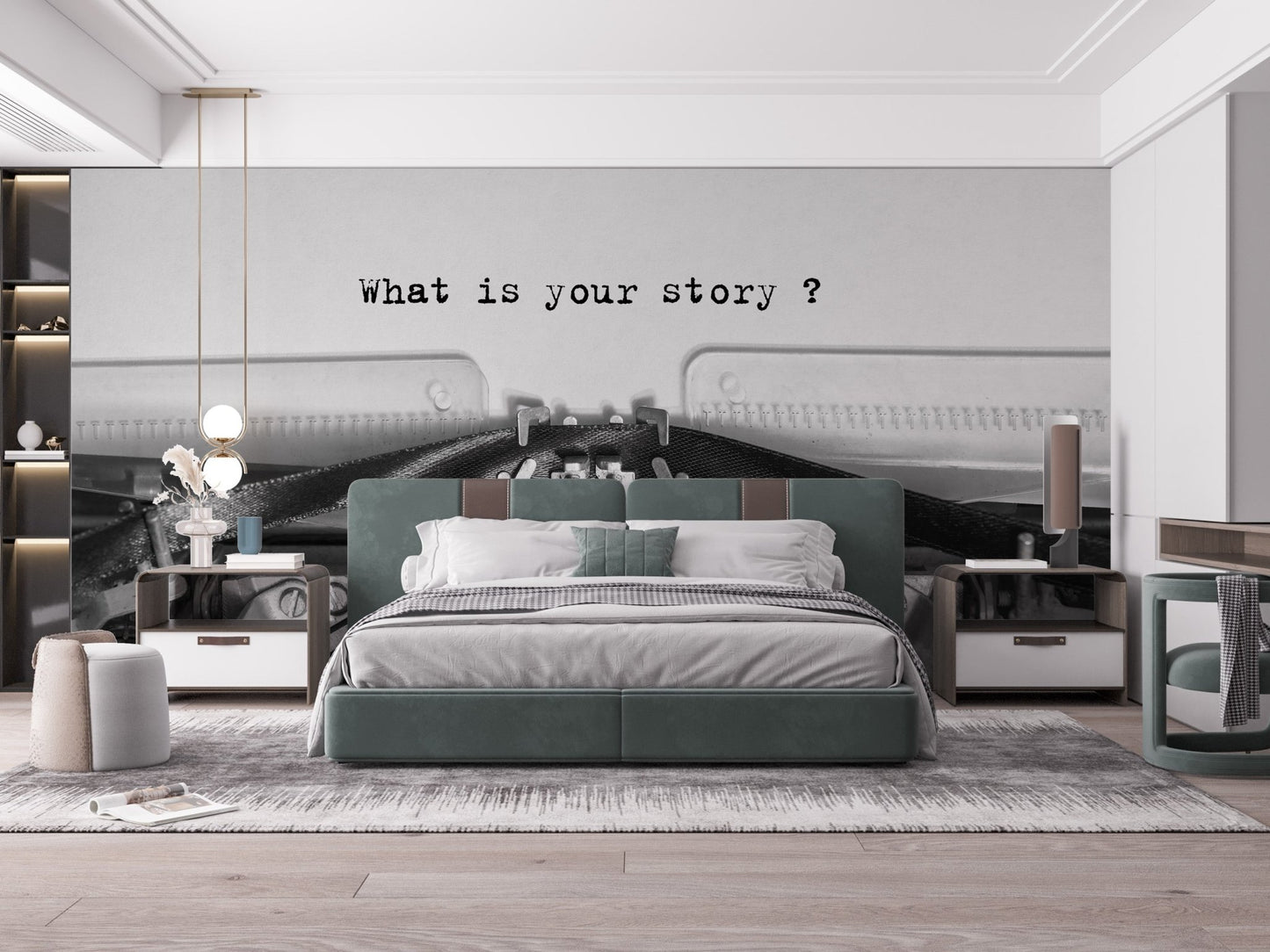 Retro typewriter quote wallpaper mural for study
