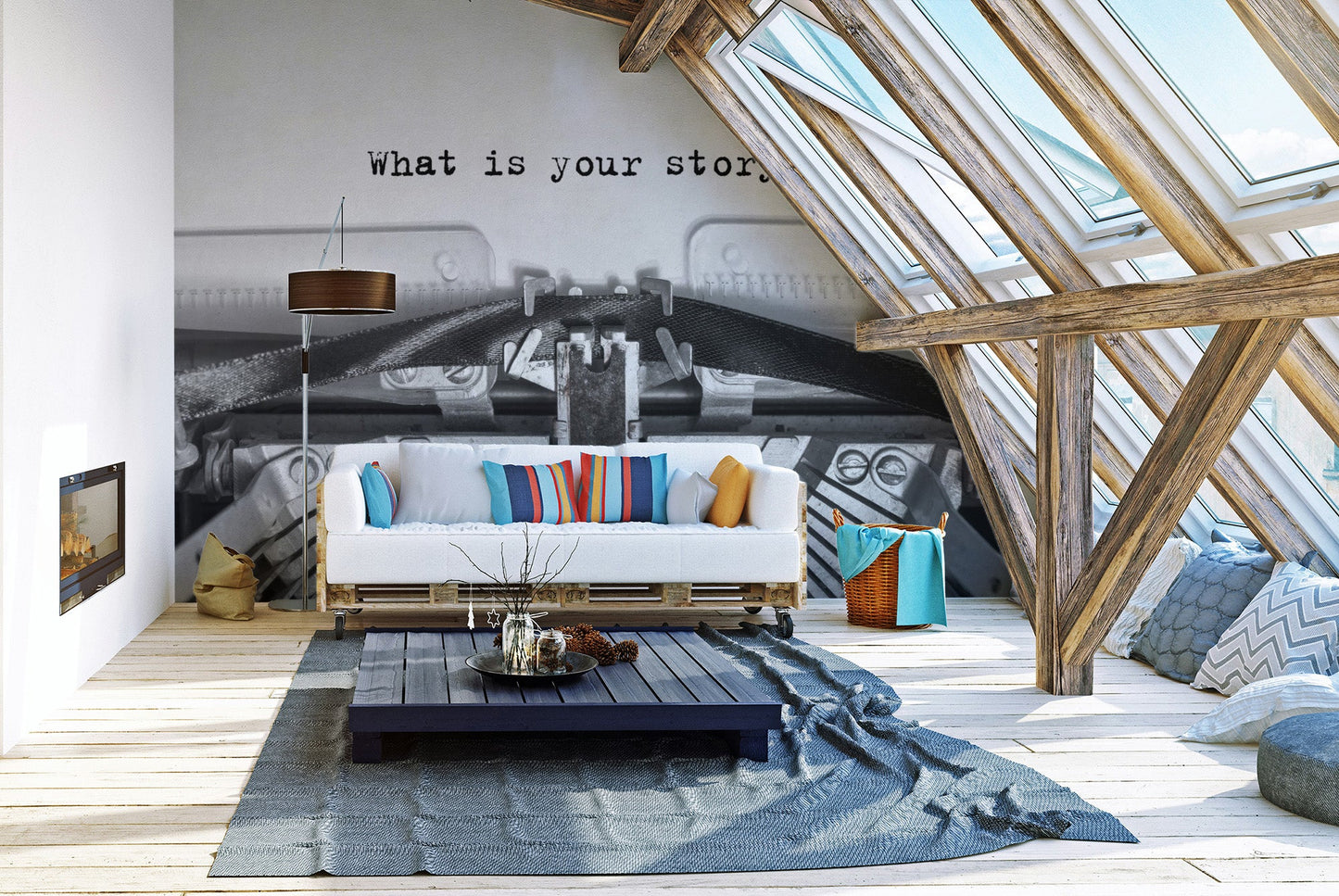 Inspirational typewriter quote wallpaper mural
