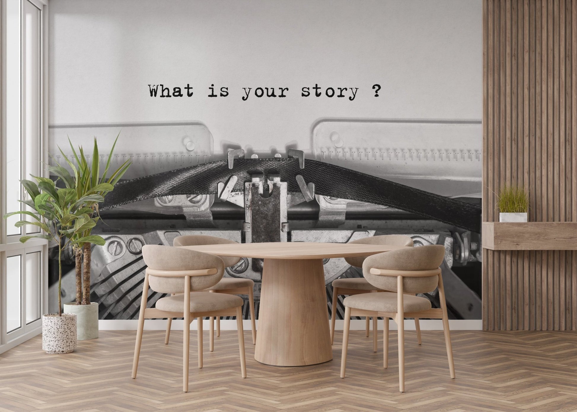 Elegant typewriter quote mural for wall decor
