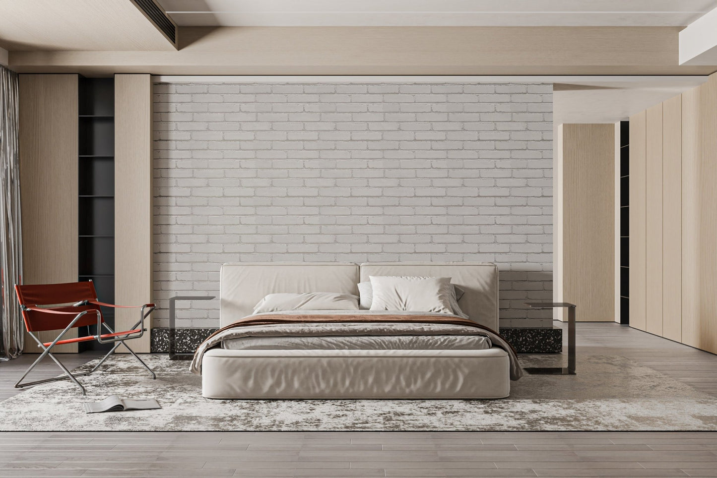 Clean White Brick Wall Mural - Wallanza