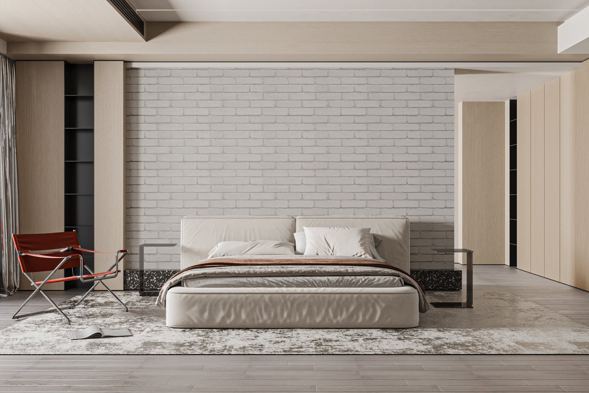 Clean White Brick Wall Mural - Wallanza