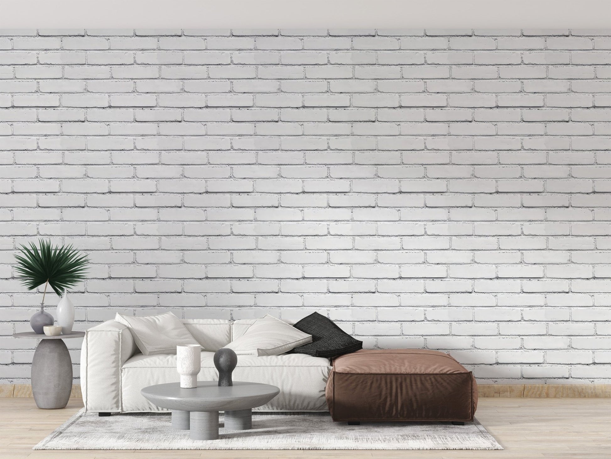 Clean White Brick Wall Mural - Wallanza