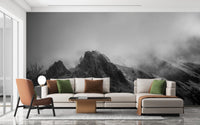 Cloudy Skies Over the Peaks Wall Murals in a bright, open-plan apartment.