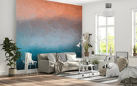 Open plan apartment with a matte finish abstract landscape wall mural.