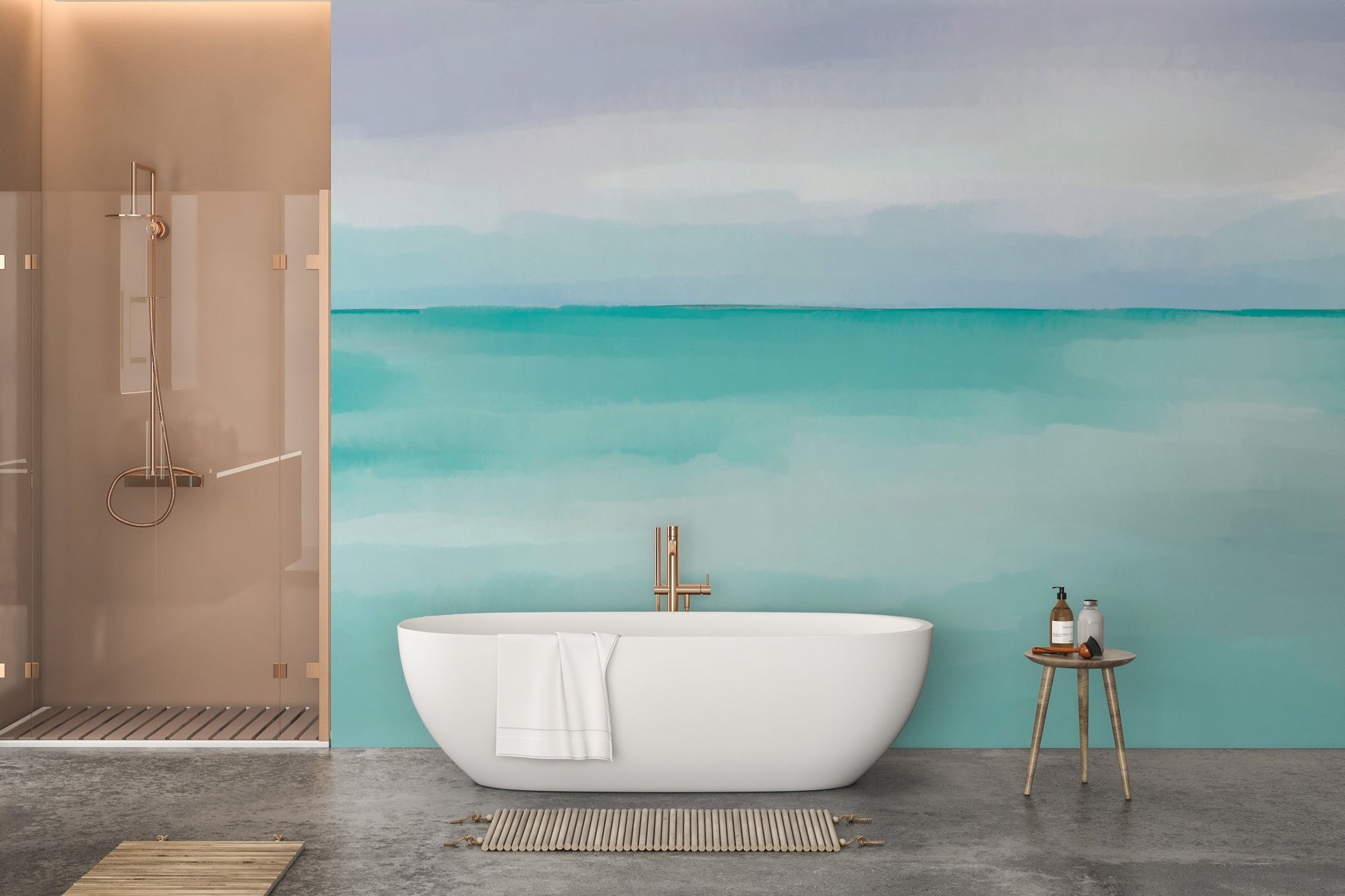 Coastal harmony wall mural ocean tone wallpaper with soft layers.