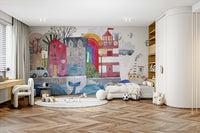 Sophisticated travel-inspired landscape for hallway wall decor.