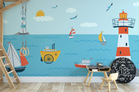 Coastal wonder mural inspiring creativity in kids creative spaces.



